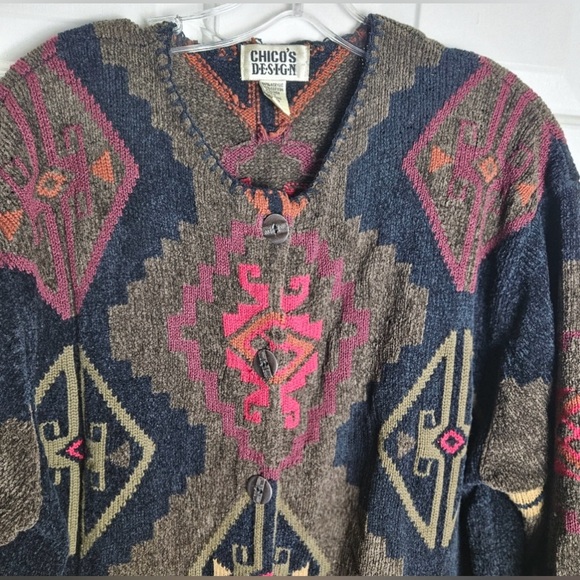 Chico’s Design Women Aztec Long buttoned down Sweater - Picture 4 of 11